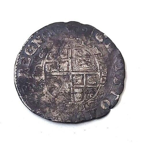 Charles I silver hammered sixpence MM crown Tower Mint 1635-1636 Charles I silver hammered sixpence MM crown Tower Mint 1635-1636