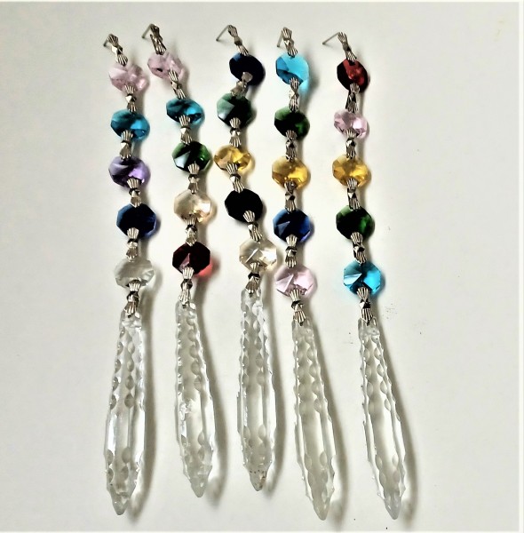 Christmas Tree Hanging Decorations Glass Icicle Set Of Five