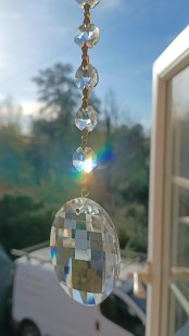 Crystal Suncatcher Crystal Oval With 4 Swarovski Octagons Feng Shui