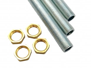 Threaded M10 hollow rod all thread with brass nuts 195mm