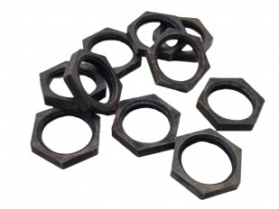 Brass M13 hex nuts in antique 1mm fine pitch  