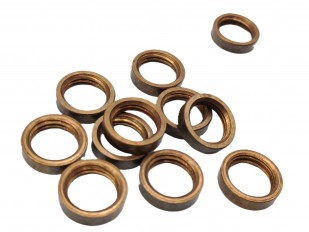 Antique brass ring nuts M10 thread 1mm fine pitch
