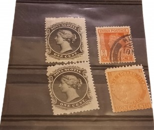 1860 Nova Scotia  One Cent Queen Victoria Black Pair Joined In One Corner